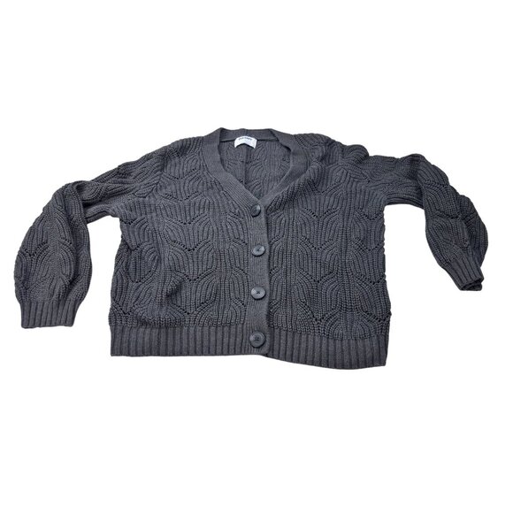 Old Navy Gray Cable Knit Button-Up Cardigan Sweater M 60% Cotton 40% Acrylic Wom - Picture 6 of 11